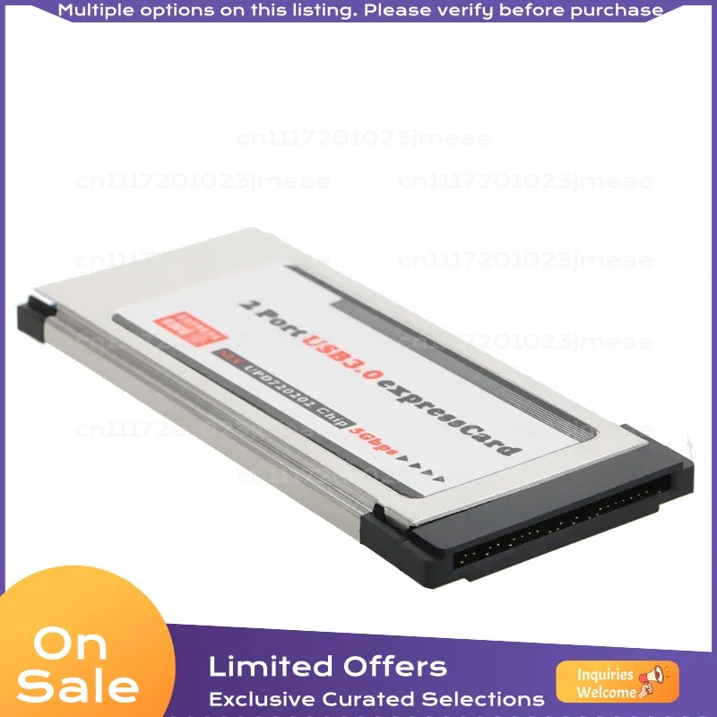 ExpressCard to USB 3.0 Expansion Card, 34mm Express Card with FLUSB Chip, 2-Port USB 3.0 Adapter for Laptop