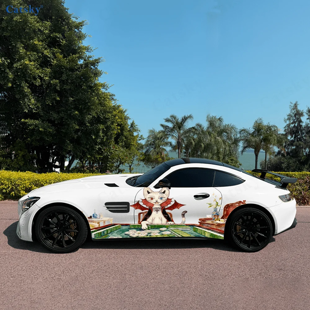 

Heterochromia Bat Mahjong Car Vinyl Wraps Decal Self-adhesive PVC Sticker Suitable for Trucks SUV Decor Auto Accessories Gift