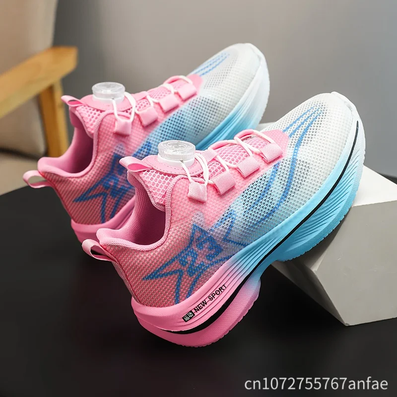Childrens Sports Shoes Fashion New Knob Buckle Comfortable Exercise Tennis Shoes Breathable Casual Walking Shoes for Boys Girls view 4
