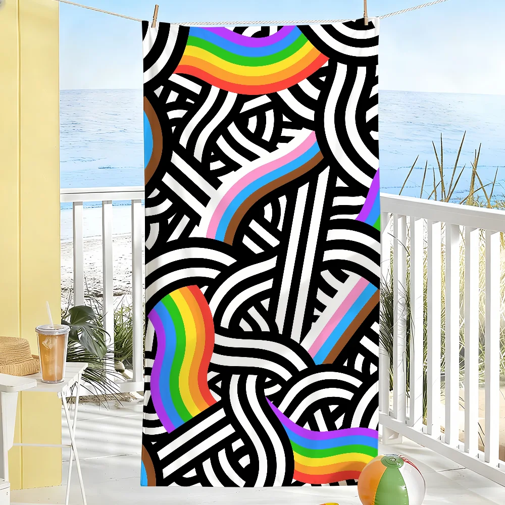 Slightly Subtle Pride Rainbow Flag Towel Soft Pool Gift For Travel Gym Shower Camping Quick Dry Sports Large Beach Towels