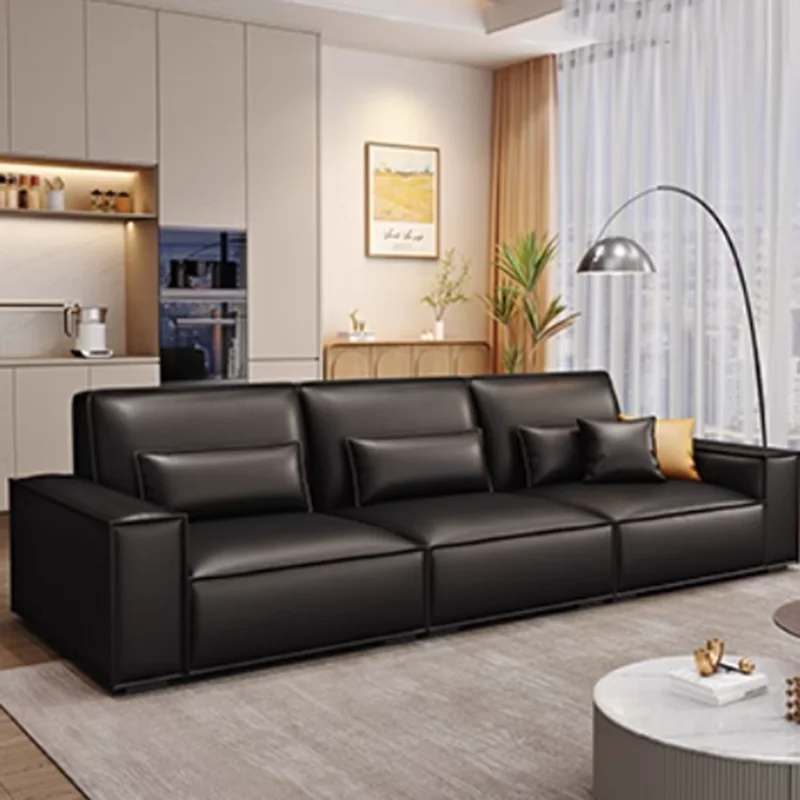 

Modern Italian Living Room Sofas Black Leather Nordic Recliner Armchair Sofas Lounges Big Luxury Divano Letto Home Furniture