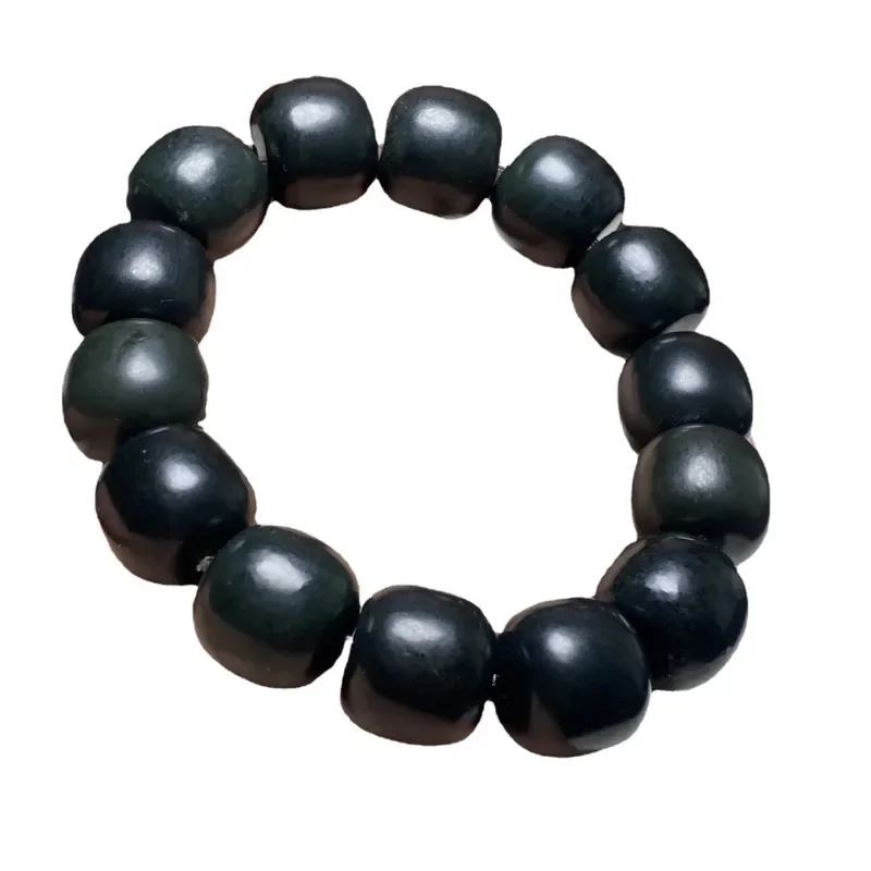 Natural Hetian jade sapphire old-style bead bracelet sapphire barrel bead men's jade bracelet abacus Passepartout jade bracelet.