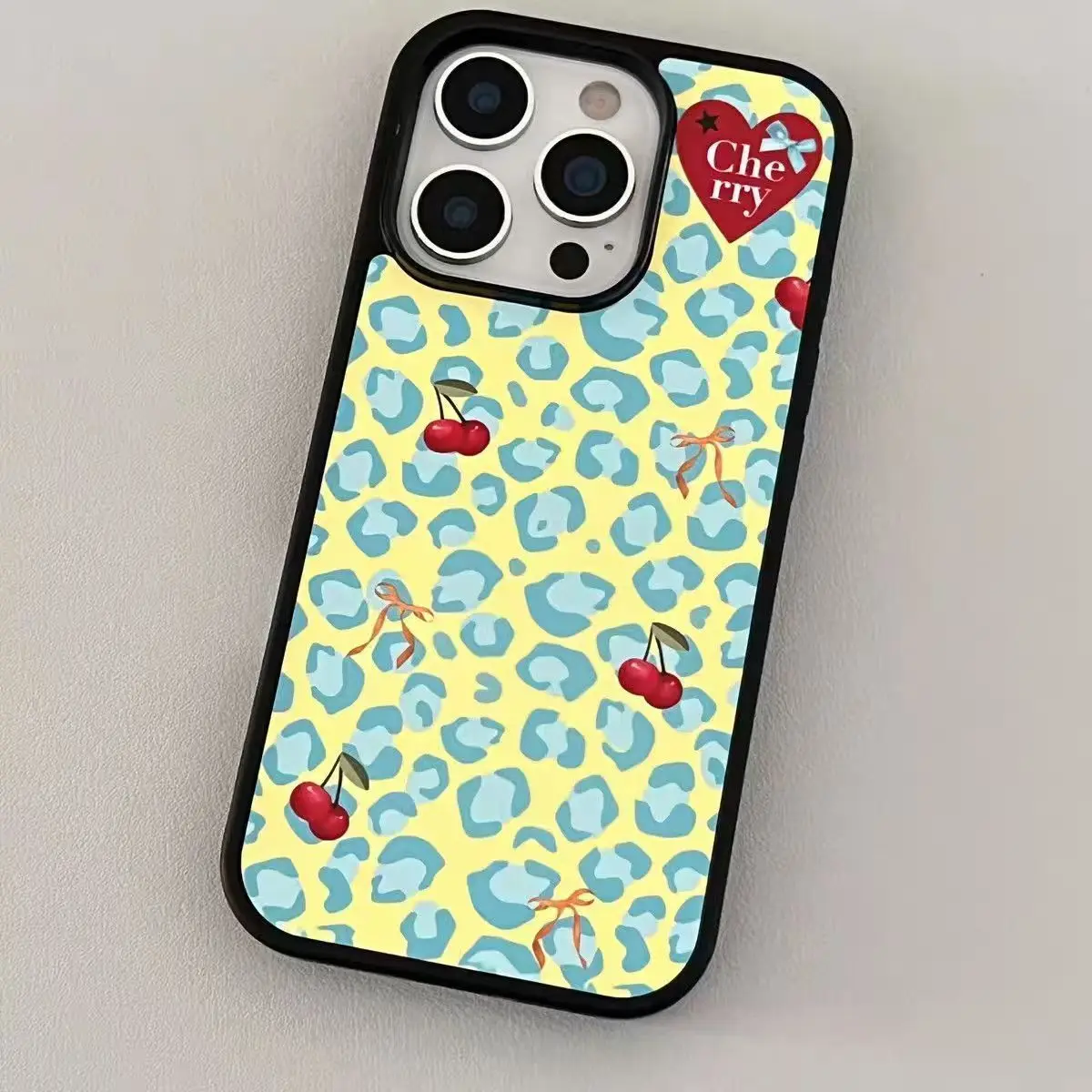 

Korean Cherry Bow Leopard Print IPhone Case For iPhone 16 15 14 13 12 11 Pro XS Max 7 8 Plus Advanced Y2K Minimalist Phone Case
