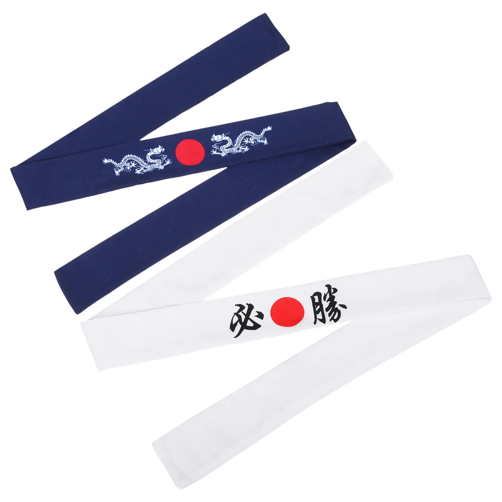2Pcs Bushido Headband Japanese Style Cotton Tie Headbands 39 Inches Long Unisex Sports Workout Martial Arts Fitness Yoga Running