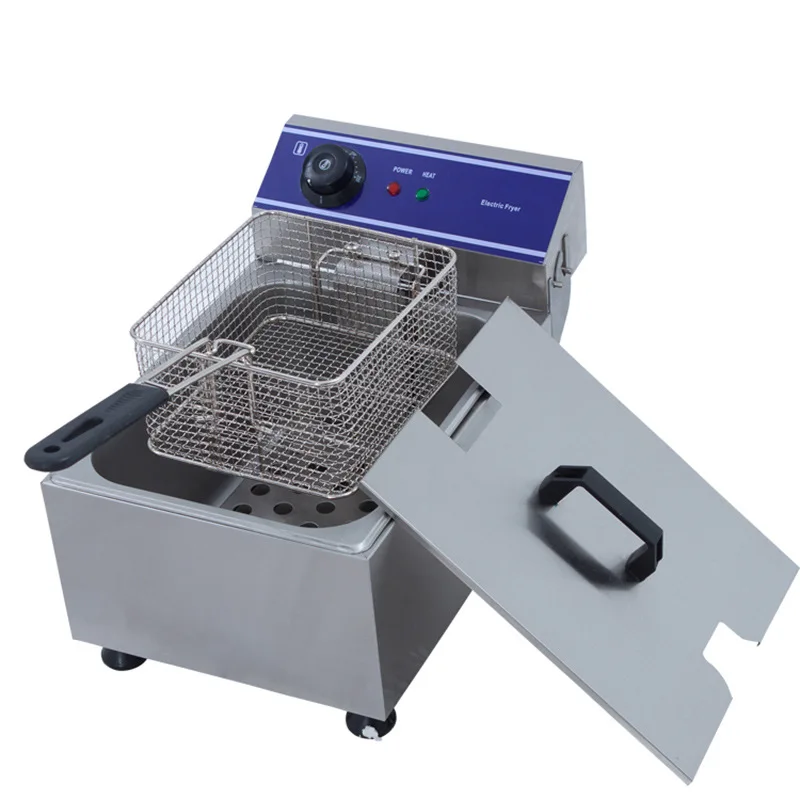 

Single Cylinder Deep Frying Pan Commercial Electric Fryer Large Capacity Fried Dough Sticks Machine Fried Fries Potato Cutter