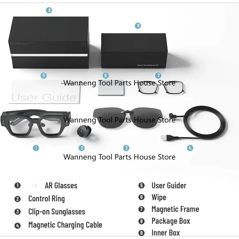 نظارات AR لاسلكية، نظارات ترجمة كاملة الألوان مع ترجمة AIGC Por للكلام المكتبي #3
