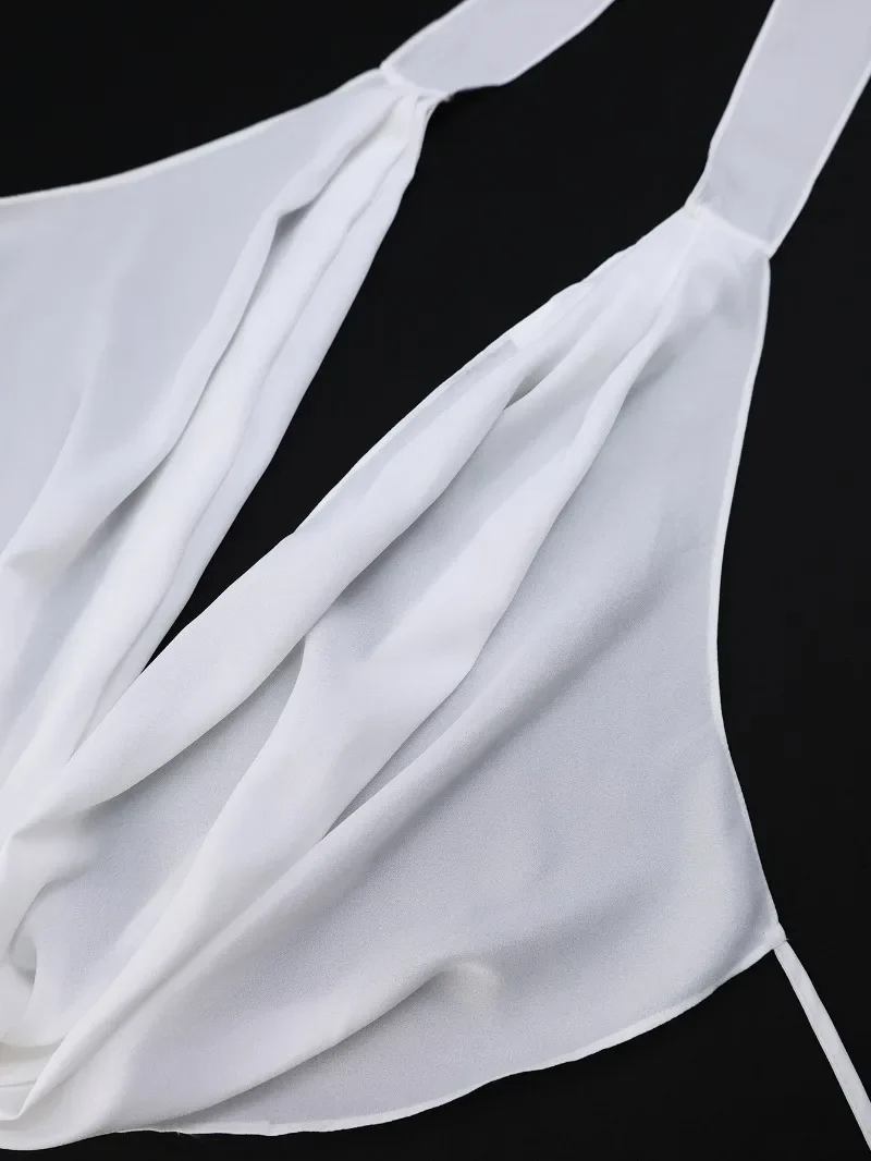 Ensemble 2 pièces pour femmes, couleur unie, décontracté, col oscillant, col licou, dos nu, débardeur + pantalon froncé, taille haute, jambes larges