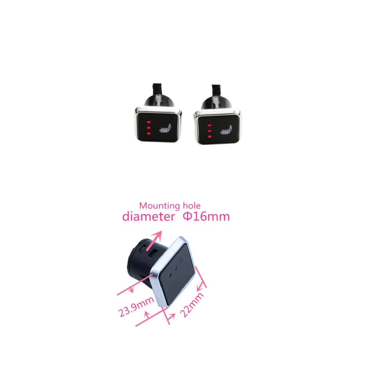 12V Universal Built In Car Seat Heater Kit Fit 2 Seats Alloy Wire Heating Pads 3 Levels Dual Control Heated square Switch System