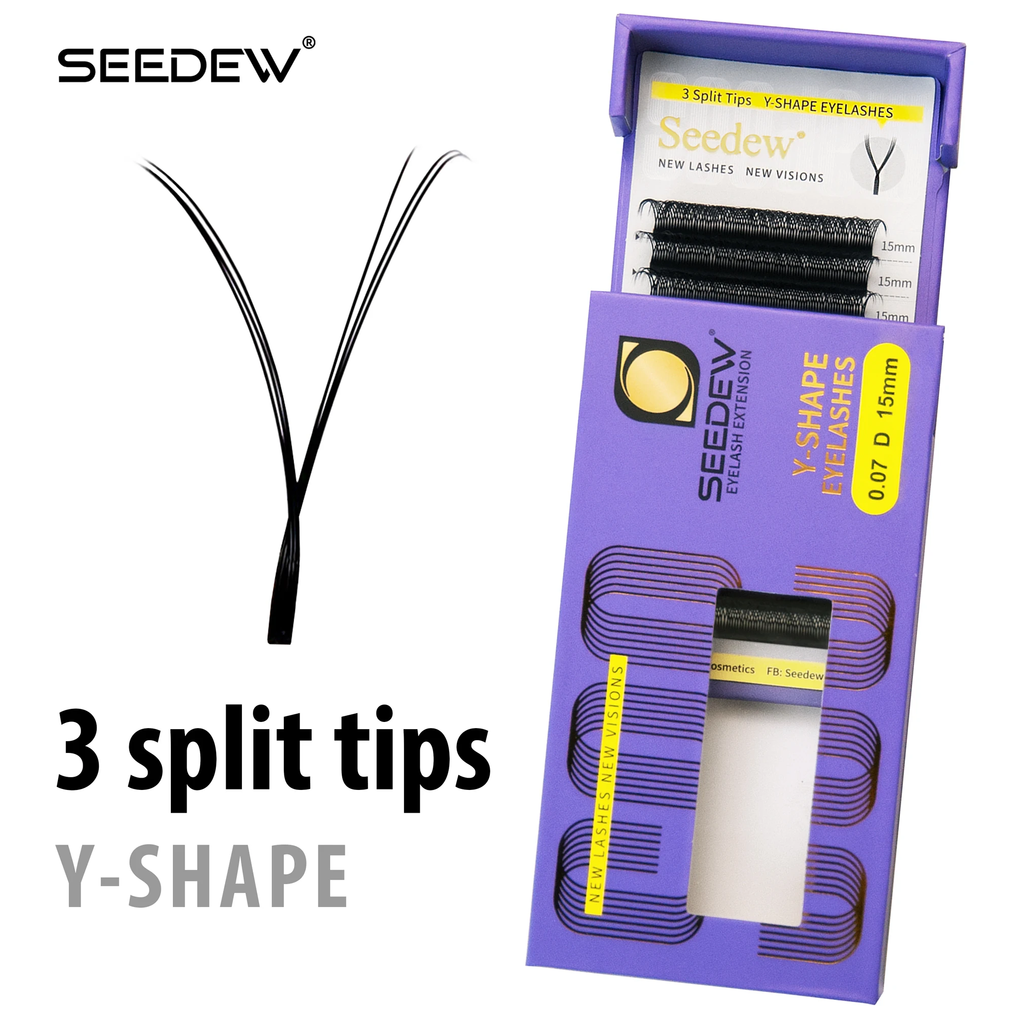 

SEEDEW Y Eyelashes Three Split Tips Lashes YY Shape Eyelash Extensions Makeup Hand Woven Premium Soft Light Natural Lashes