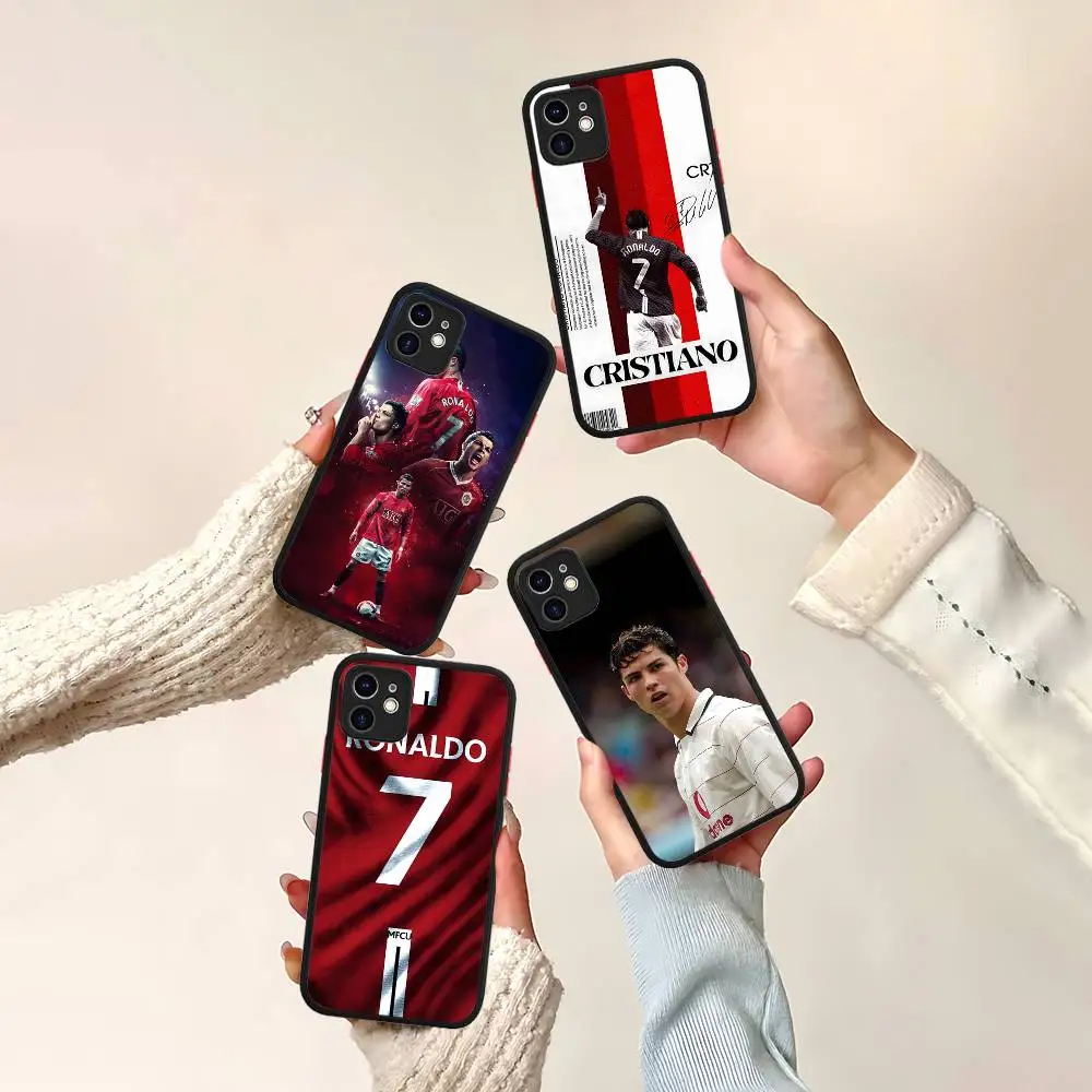 كرة القدم ستار R-رونالدو Cr7 جراب هاتف آيفون 16 15 14 13 12 11 برو ماكس XS ماكس X زائد ماتي غطاء مقاوم للصدمات