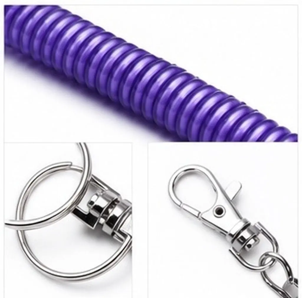 12Pieces Spiral Keyring Spring Retractable Key Holder Flexible Eva Coil Clip for Keys Work Card Small Tools Backpack Belt