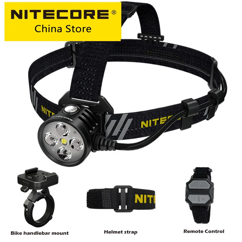 Original Nitecore HU60 Bike Headlamp Handle Bar Mount 31~35mm Handlebar Headlight Helmet Starp Set with Remote Control