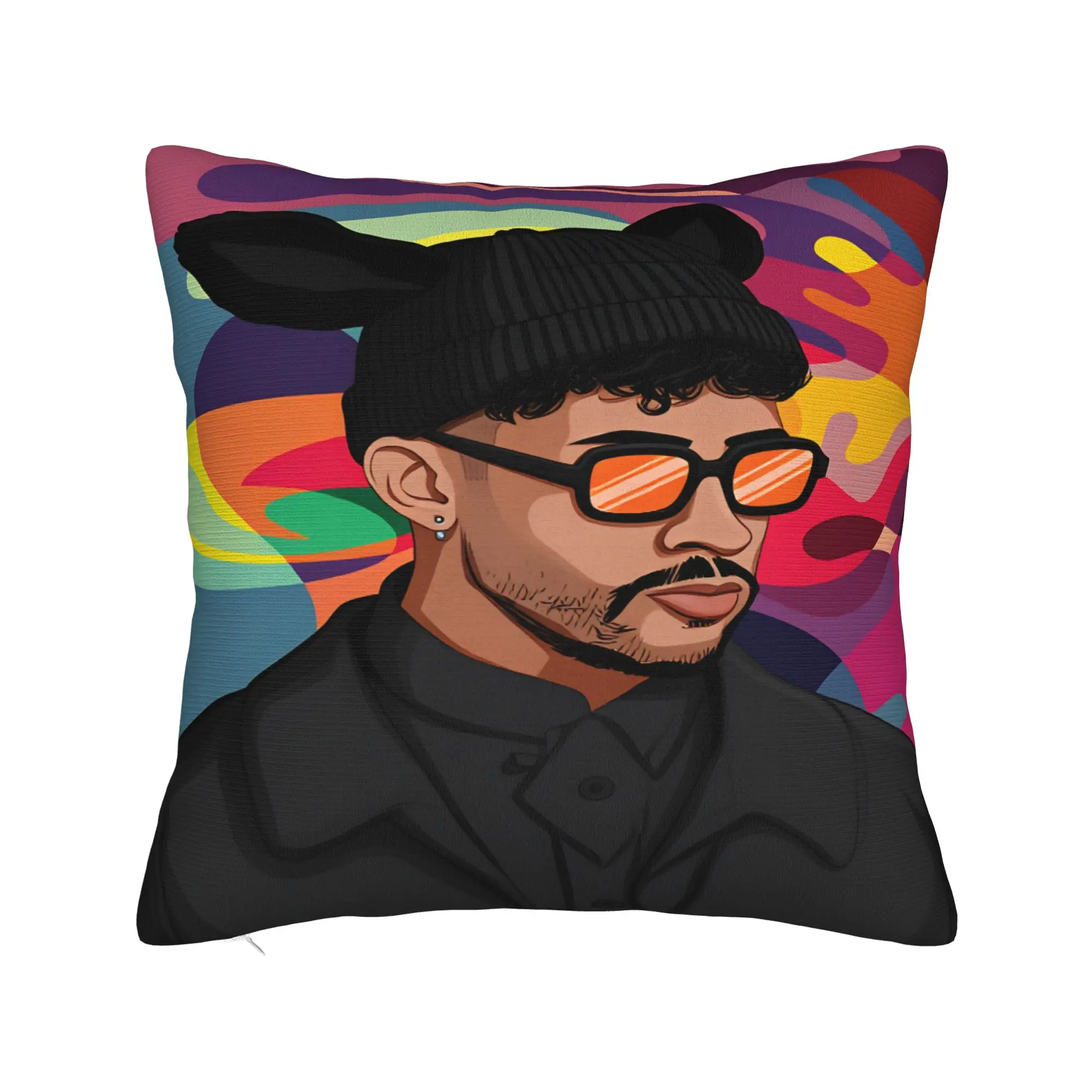 The Only Thing More Powerful Than Hate Is Love Bads Bunnys  Pillow Case Pillow Cover Living Room Bed Chair Retro Cushion Cover
