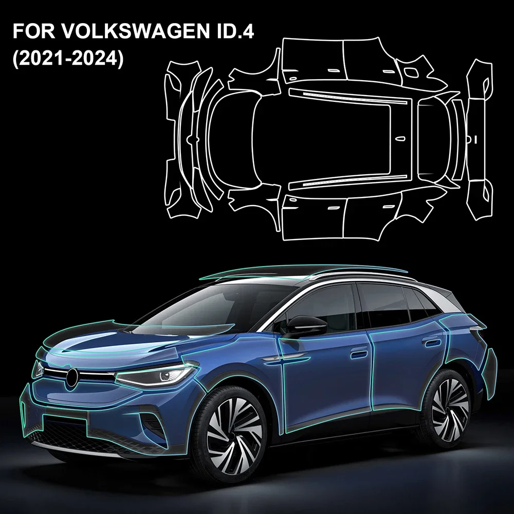 

For Volkswagen ID 4 VW 2021 2022 2023 2024 TPU Pre Cut Paint Protection Film Clear Bra Transparent 8 5mil Body PPF