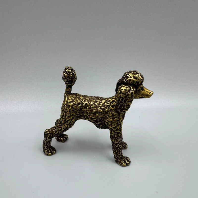 Poodle Copper Dog Figurine Standing Dog Zodiac Dog Small Miniature Realistic Copper Dog