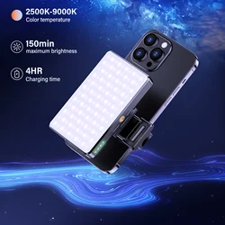 LED Selfie Light, 120 LED 3000mAh Rechargeable Phone Fill Light with 3 Light Modes,  Portable Video Light with Back Clip,