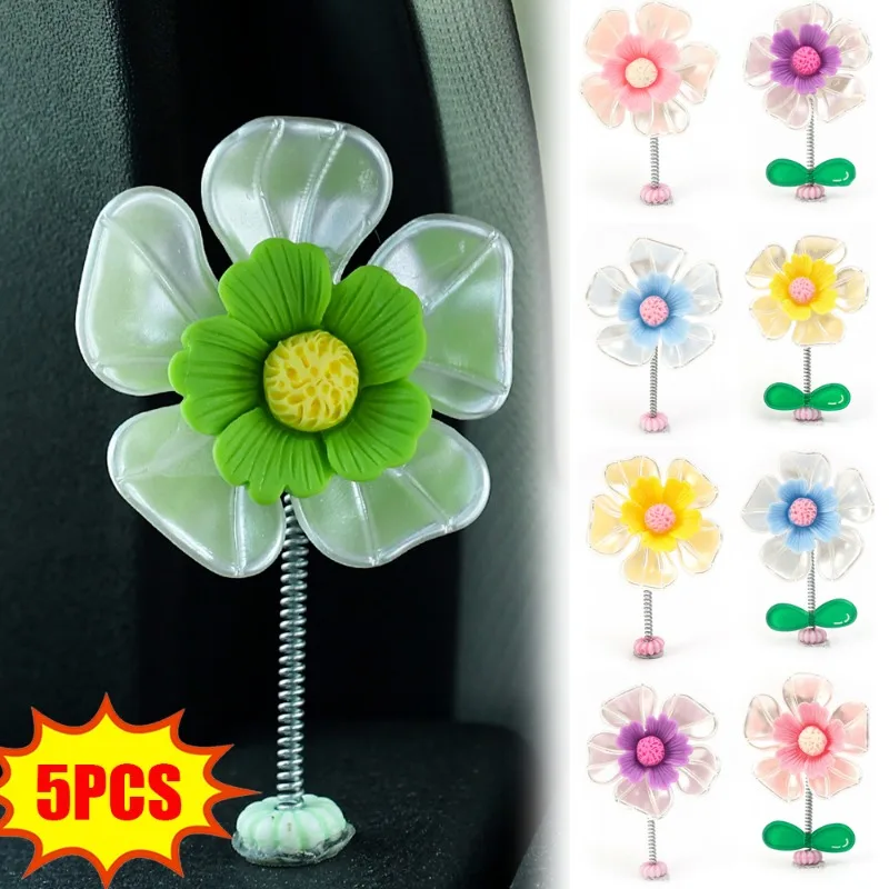 Shell Flower Car Ornaments Automatic Center Console Dashboard Shake Head Flower Ornament Car Interior DIY Decoration Accessories