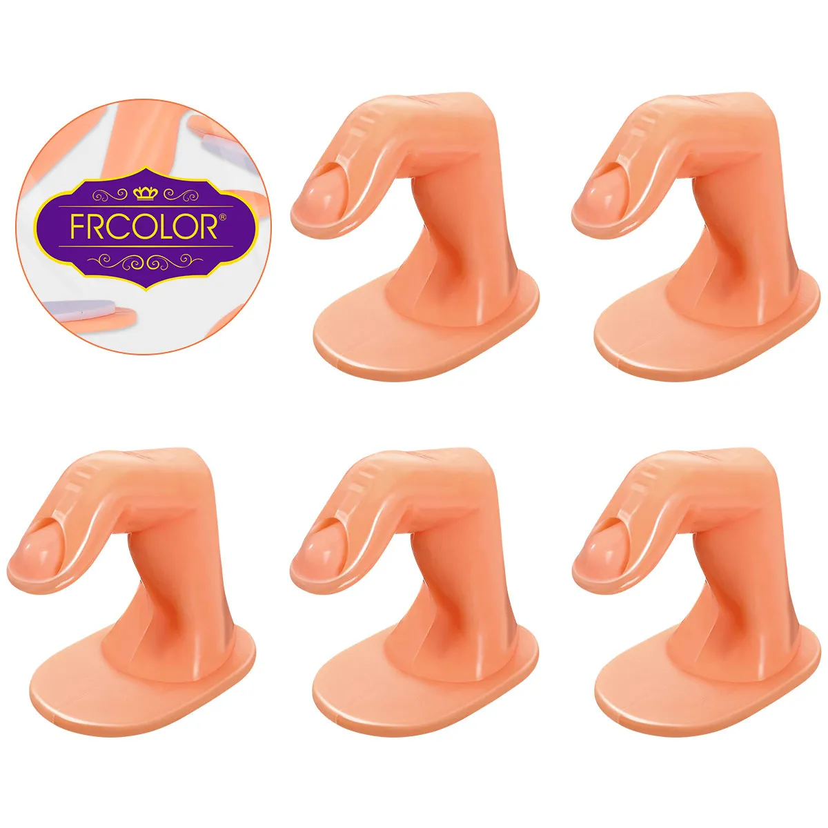 5Pcs Practice Fake Fingers Manicure Training Hand False Nail Tips Tool for Nail Art Acrylic Nails High Simulation Beginners