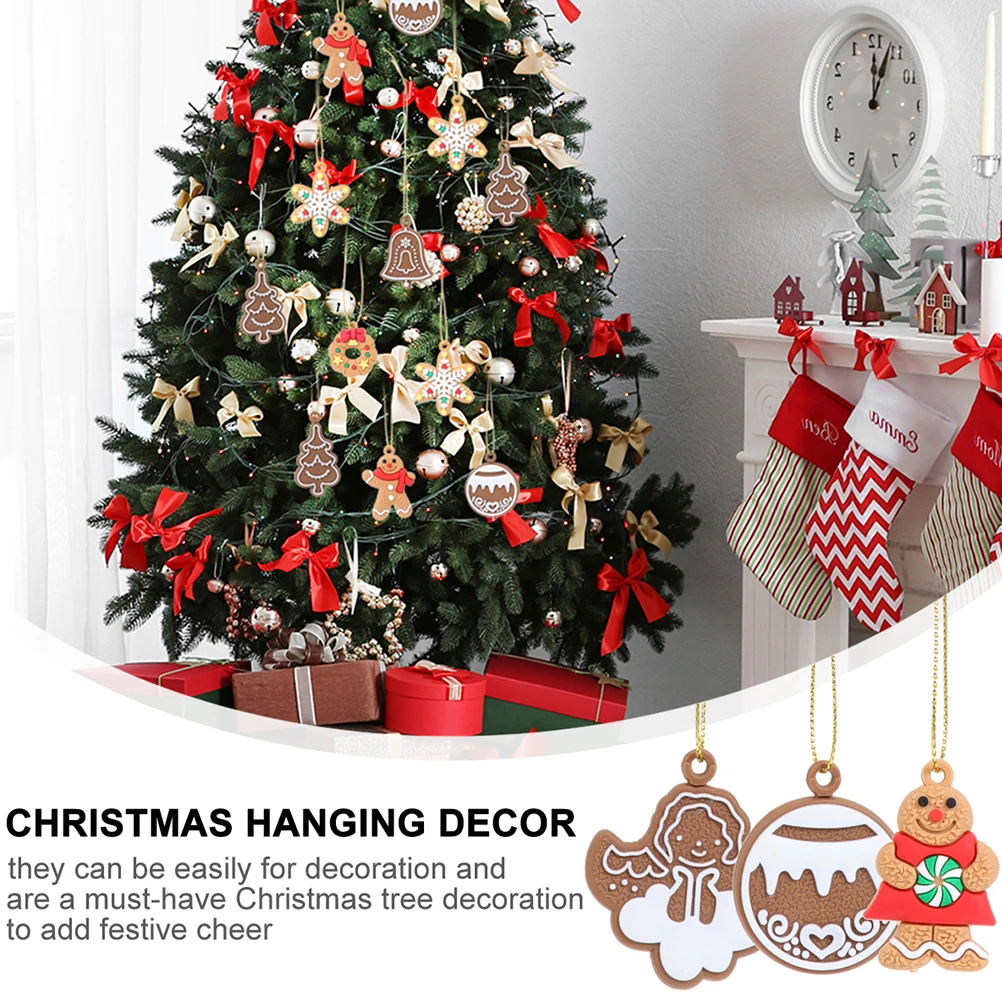 

17 pcs Christmas Tree Pendants Pvc Snowflake Gingerbread Man Decorations Smooth Lightweight Party Diy Small Exquisite Easy Carry