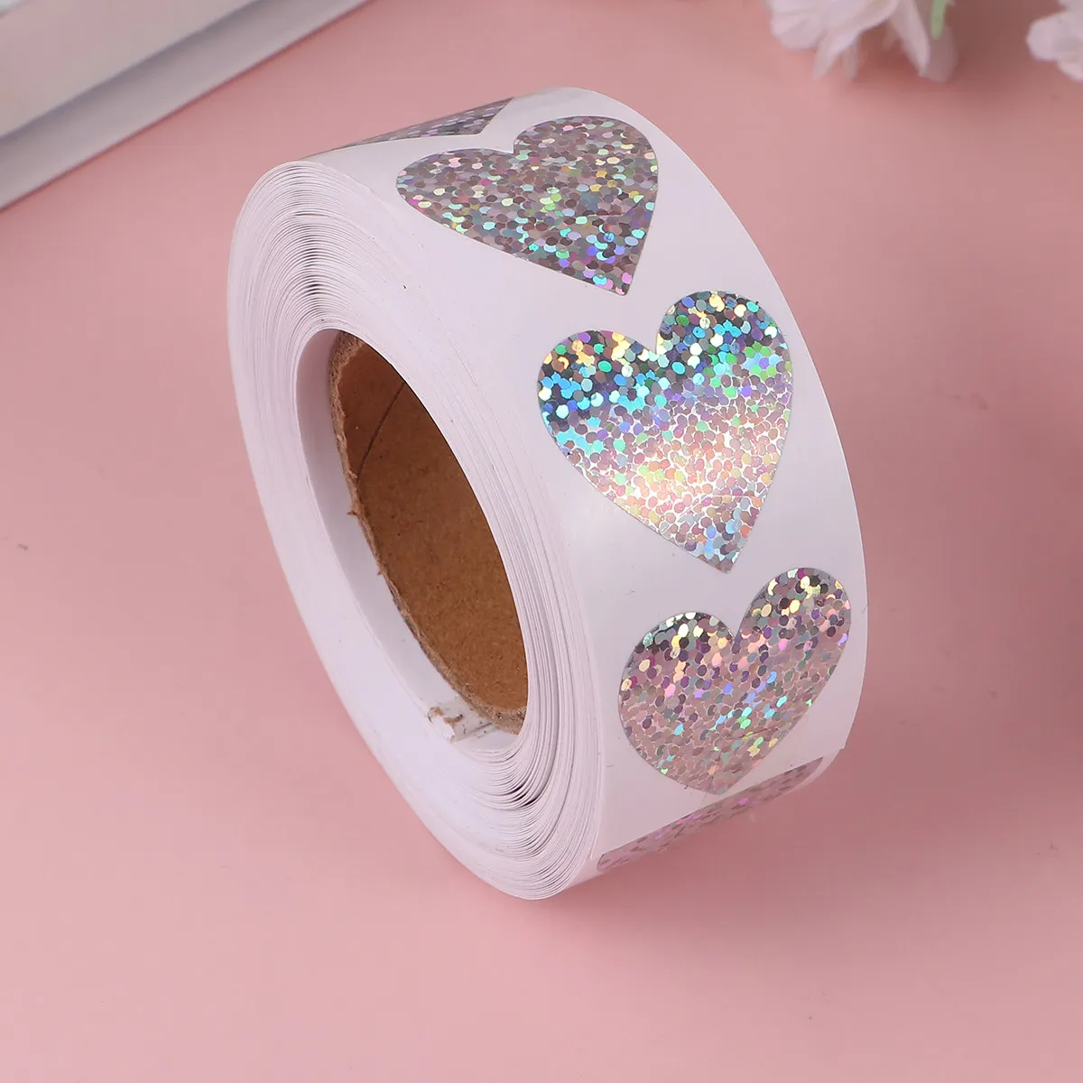 

500Pcs Heart Shaped Colorful Sealing Stickers High Adhesion Bag Sealing Label for Gifts Chocolate Macaron Pastry Packaging Decor
