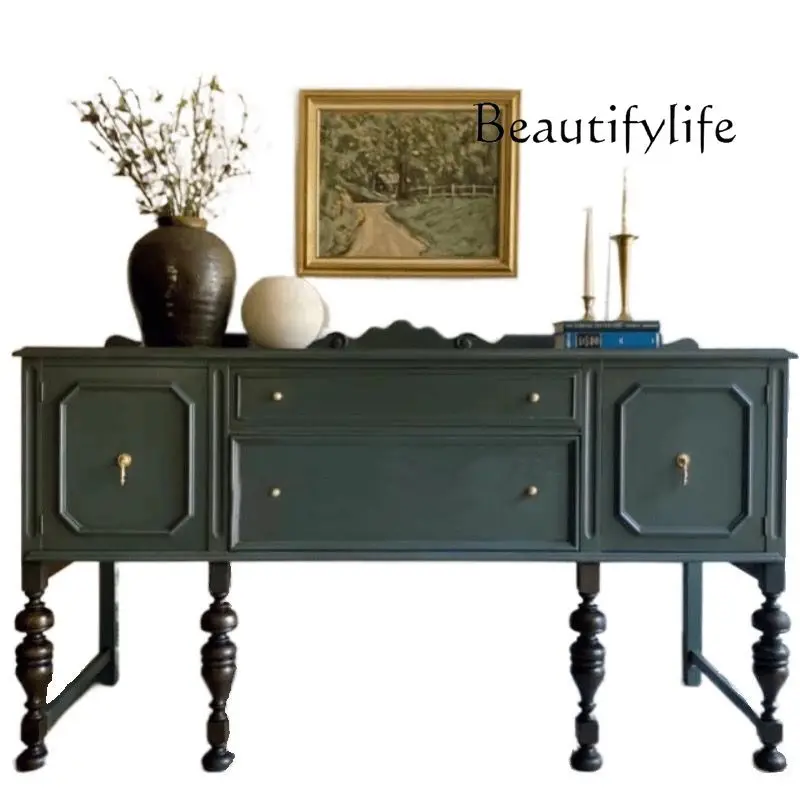 

American solid wood porch cabinet/retro living room decorative cabinet/French dining edge partition storage cabinet