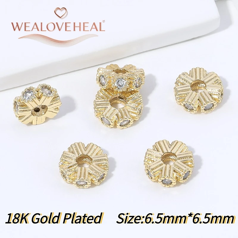 2/4 Stück 18K vergoldete Messing-Doppelseitige Zirkon-Vierblattklee-Abstandshalterperlen für DIY Armband- und Halsketten-Schmuckherstellung – Detail 22