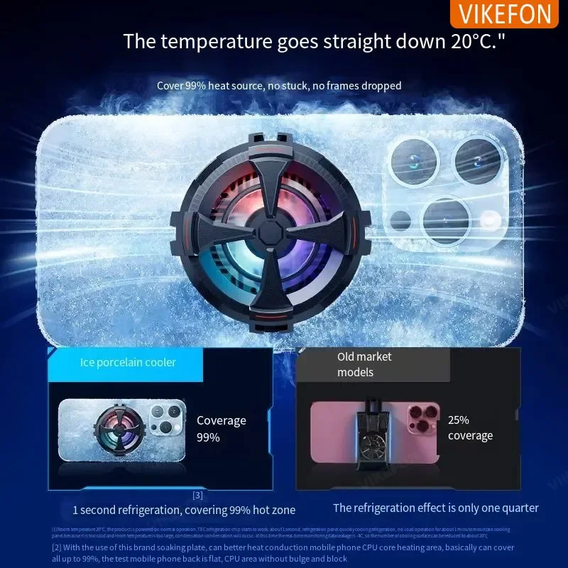 Magnetic Mobile Radiator Semiconductor Air Cooled Radiator Fan for IOS Android Game Live Broadcasting Smart Phone Tablet Cooler