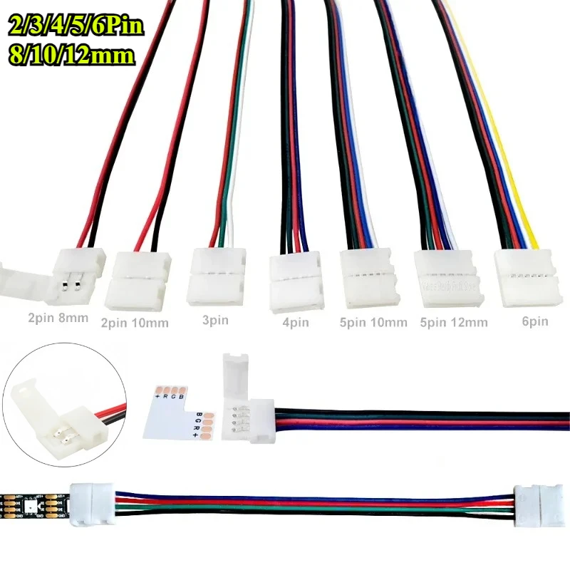 2/3/4/5/6Pin 8/10/12mm Solderless LED Strip Connectors Splice Clip for WS2811 2812 3528 5050 5630 RGB RGBW RGBWW LED Strip Light