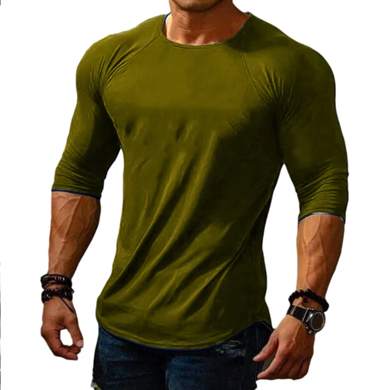 2023 New Men\'s O Collar Long Sleeve T Shirt Solid Spring Casual Mens Top High Quality Male Tops Clothes Men\'s T-shirts