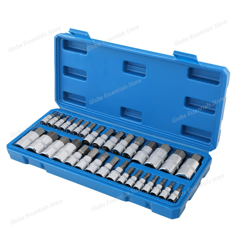 

32pcs Master Hex Bit Socket Set Allen Wrench Bit Kit Hex Key for Ratchet Socket Tool Inch and Metric 3/8, 1/4, 1/2 Drive Socket