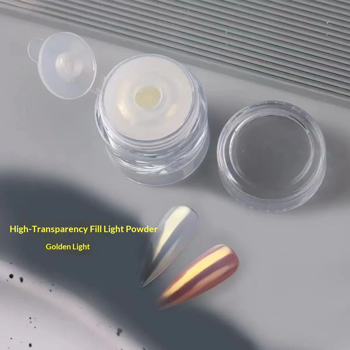 1Jar Hochtransparentes Eis-Transparentes Nagelpulver mit Kristall-Chrom-Effekt Nagelpigment für Minimalistische Nagelkunst & Alltag/Party – Detail 3