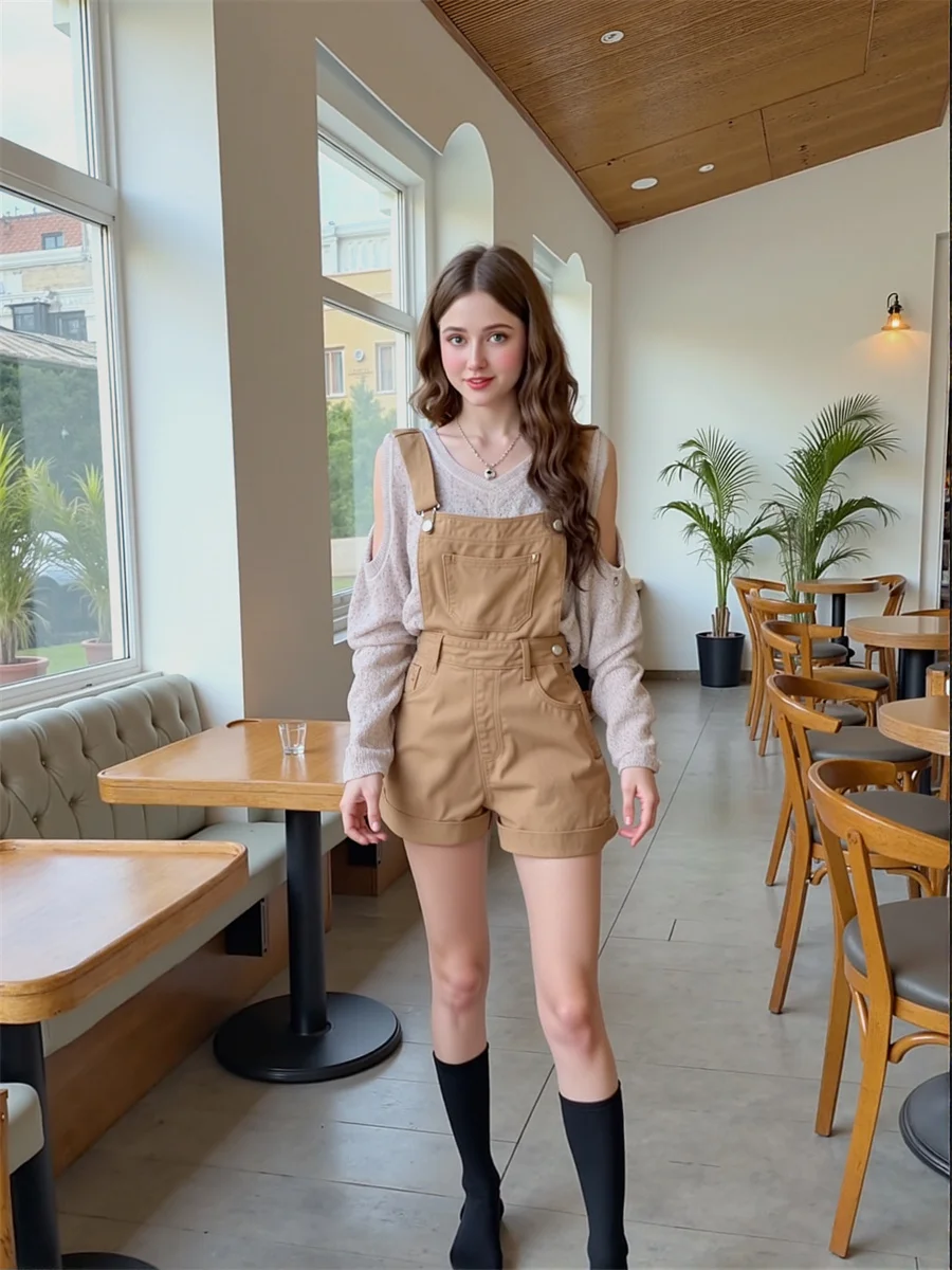 

Джинсовые винтажные комбинезоны 2025 года, женские комбинезоны с высокой талией, элегантная женская одежда, трендовая осенне-зимняя одежда с бантом и карманами с клапаном, свободные консервативные