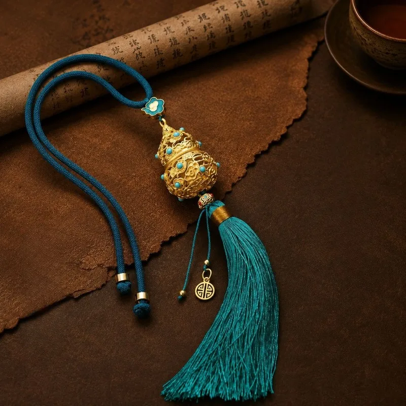 Peace Gourd Car Hanging Ornament Fragrance Pendant Rearview Mirror Decor Lucky Aromatherapy Hanger for Auto Interior
