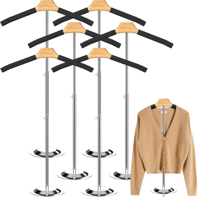 Adjustable T Shirt Display Adult for Vendors 6Pack, Flexible Shirt Rack Shoulder Stand, Portable Hanging Metal Clothes Display