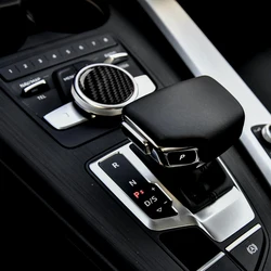 Auto Interior Carbon Fiber Car Center Control Knob Decoration Stickers Trim Decals Cover For Audi A4 B9 RS4 S4 2017 2018 2019