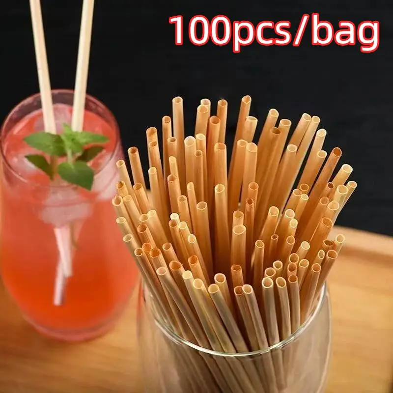 100pcs 20cm Disposable Wheat Straw Eco-Friendly Natural Wheat Drinking Straws Portable Environmentally Straws Bar Accessory