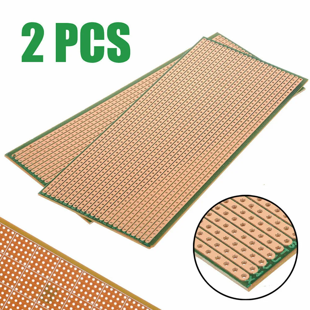 2 Stuks Enkelzijdig Circuit Perf Board PCB Platine Stripboard Veroboard Ongesneden Voor Elektrische Apparatuur Reparatie Tools Onderdelen