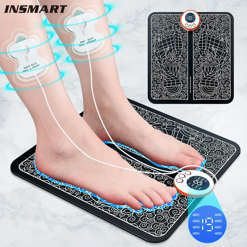 Electric EMS Foot Massager Pad Relief Pain Relax Shock Muscle Stimulation Improve Blood Circulation Feet Acupoints Massage Mat