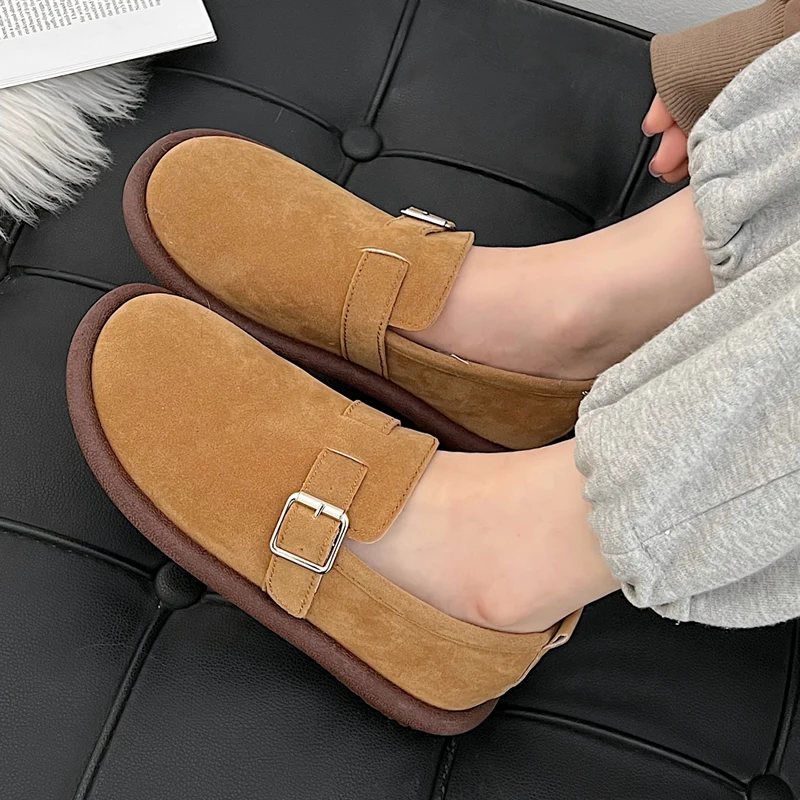 

Retro Women's Flat Shoe Classic Round Head Casual Shoes Fashion Suede Loafers for Woman Comfort Warm Winter Shoes Zapatos Mujer