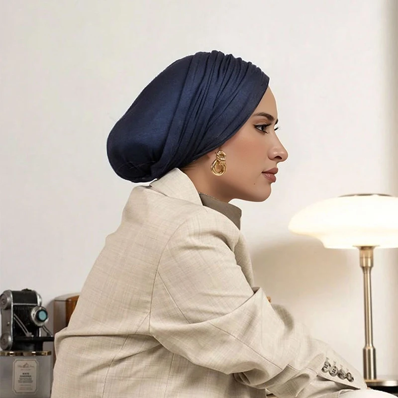 

New Muslim Solid Underscarf Caps Modal Instant Hijab Cotton Stretch Turban Cap Islamic Underscarf Bonnet Headscarf Headband