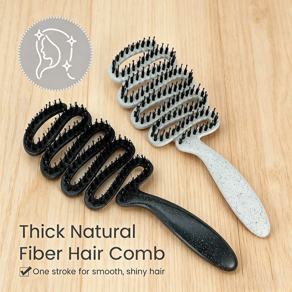 Peine para rizar el cabello con diseño hueco, anti-enredos, masaje suave para el cuero cabelludo, adecuado para mujeres en casa o en el salón, peine para peinar el cabello