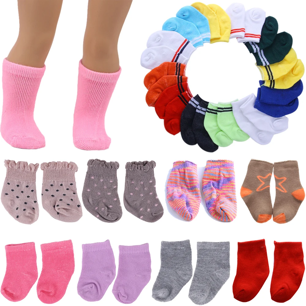 Doll Accessories Socks Cute Polka dots For 43Cm Baby Reborn&18inch American Doll Clothes Accessoy,Our Generation Dolls Socks Toy