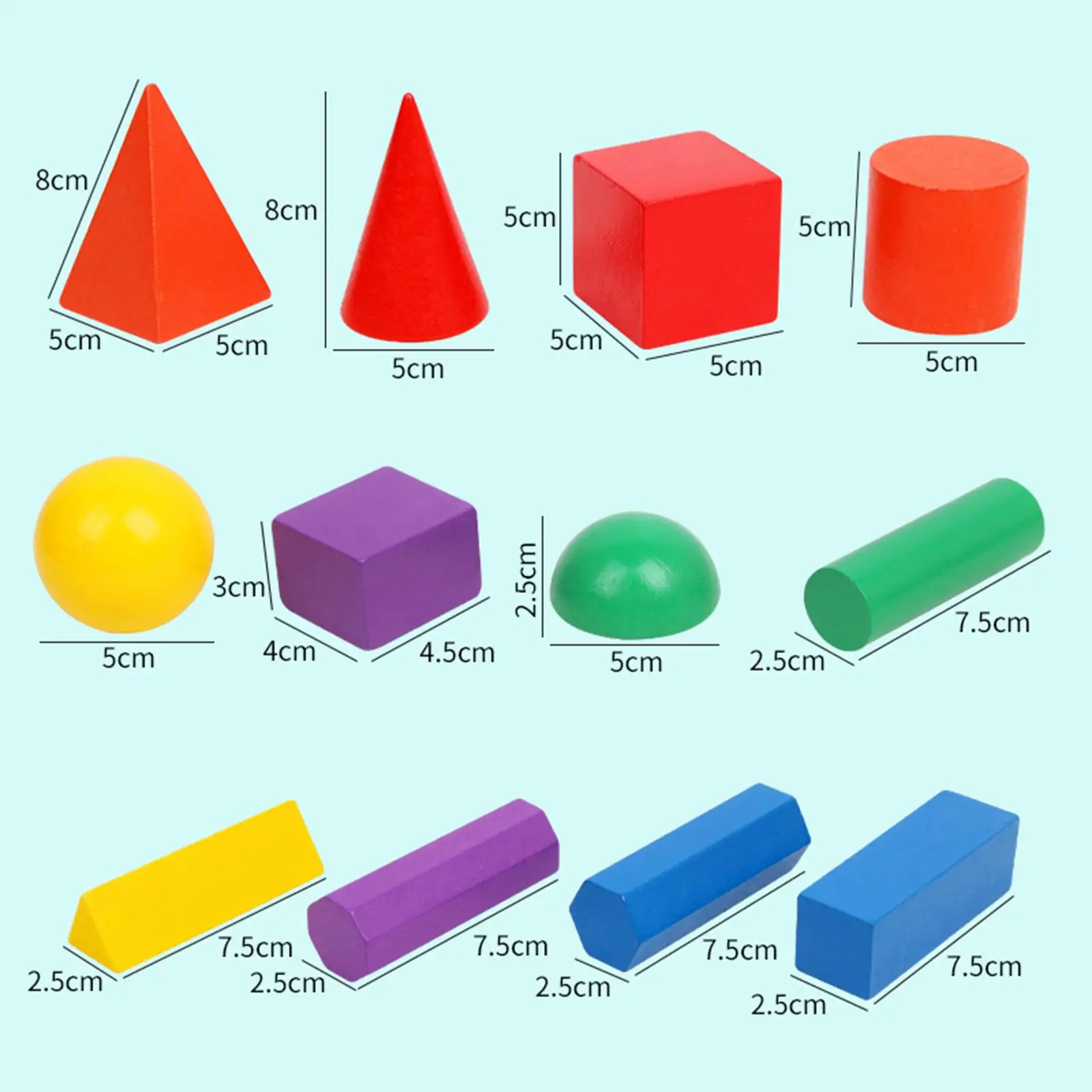 12 Stuks Montessori Geometrische Vormen Blokken Set, Sorteren Stapelen Speelgoed, Kleurrijke 3d