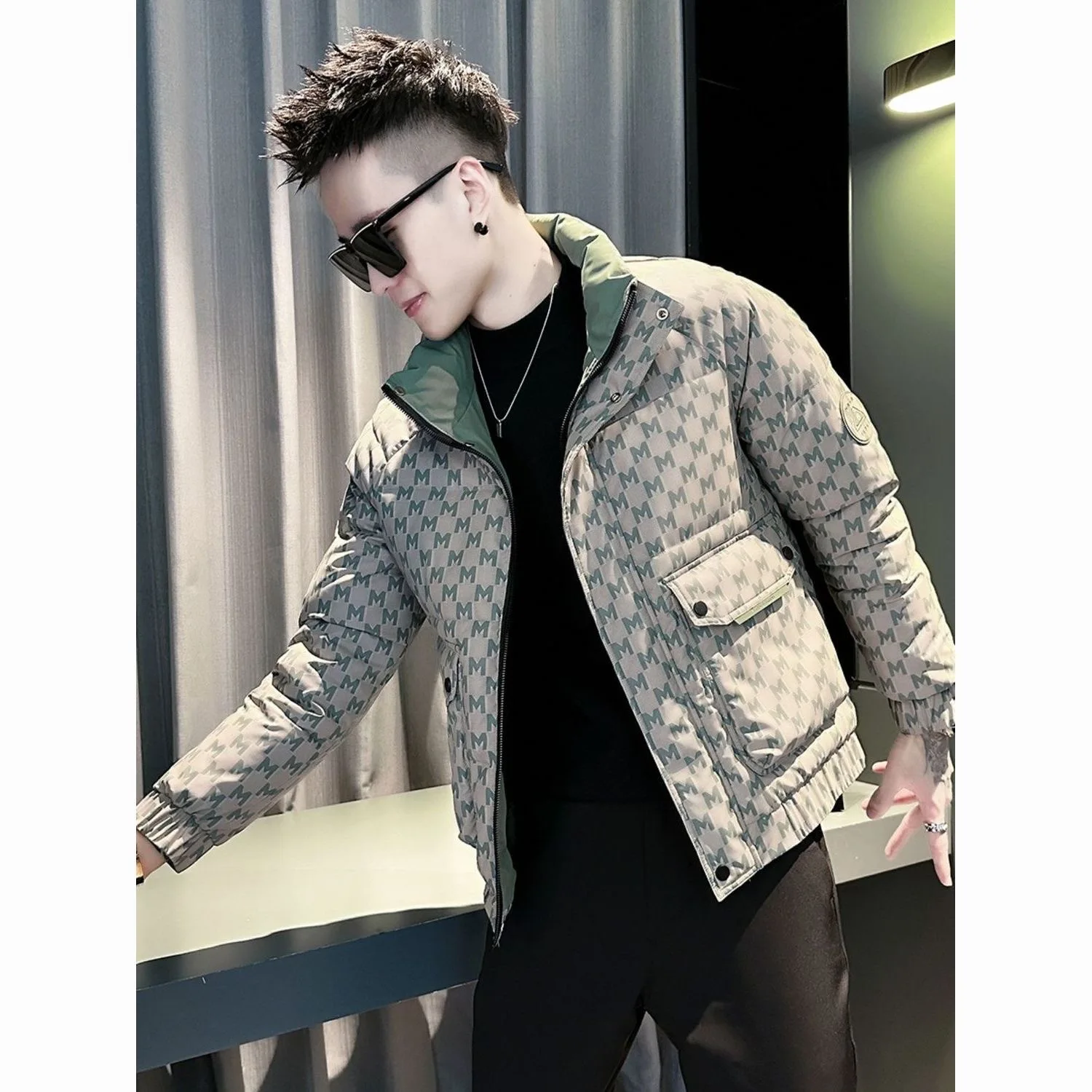 

Модная повседневная мужская куртка-бомбер из полиэстера с утеплителем, на молнии, с удлиненными рукавами, для молодежи, повышенной теплости