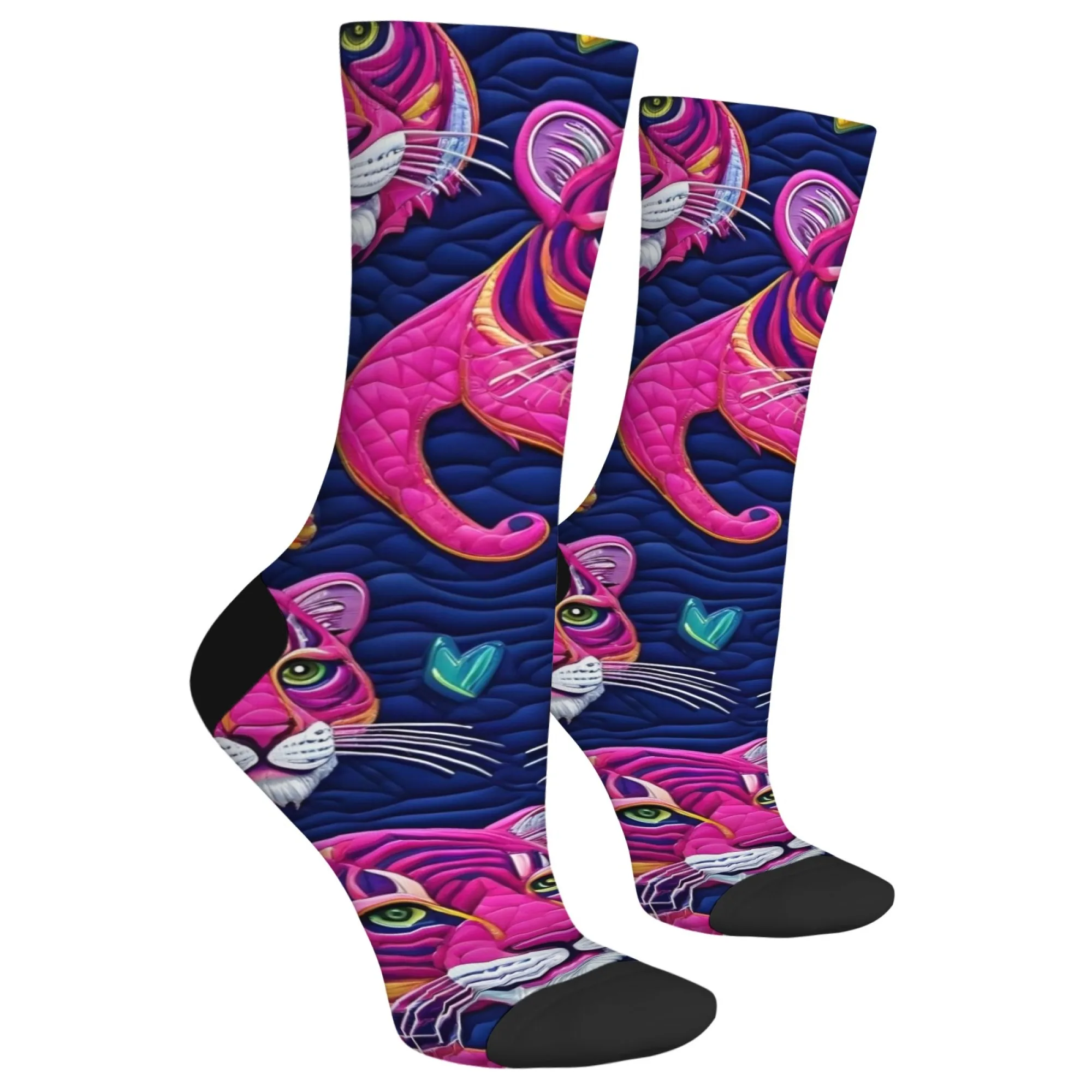 1 paio di calzini da uomo per tutte le stagioni con testa di tigre rosa e motivo di tigre adatti sia per sport di palla che per feste all'aperto