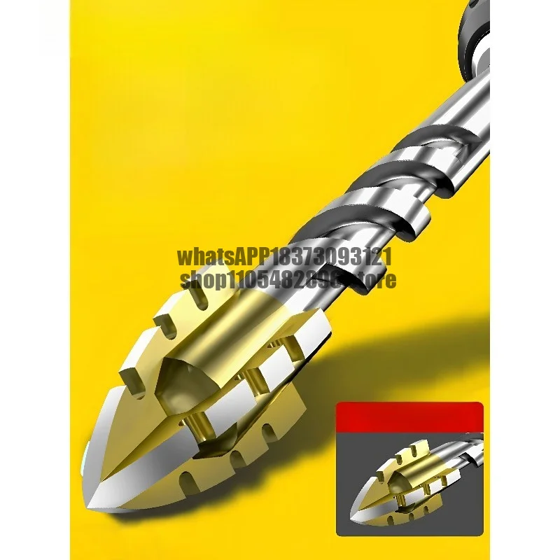 Four-flute serrated eccentric drill bit, special alloy drill bit for tile drilling, hole drilling, concrete, glass, marble