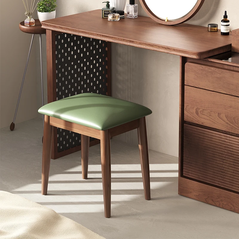 

Elegant Solid Wood Dresser Chair - Modern Minimalist Stool, Light Luxury Vanity Seat, Portable and Comfortable for Bedrooms