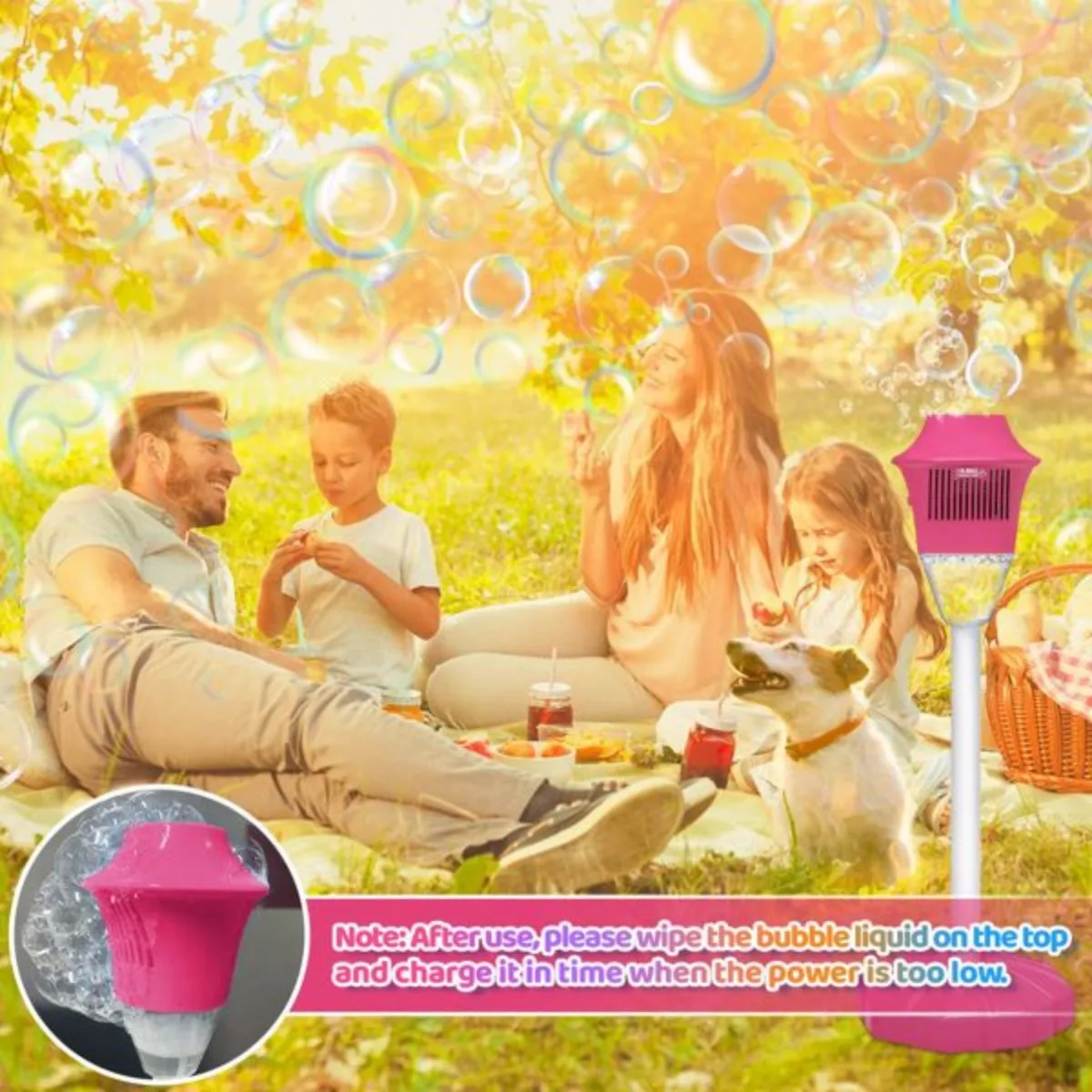 Machine à bulles automatique avec musique et lumières, Machine à bulles colorée, support en hauteur réglable, jouet amusant en plein air pour mariage