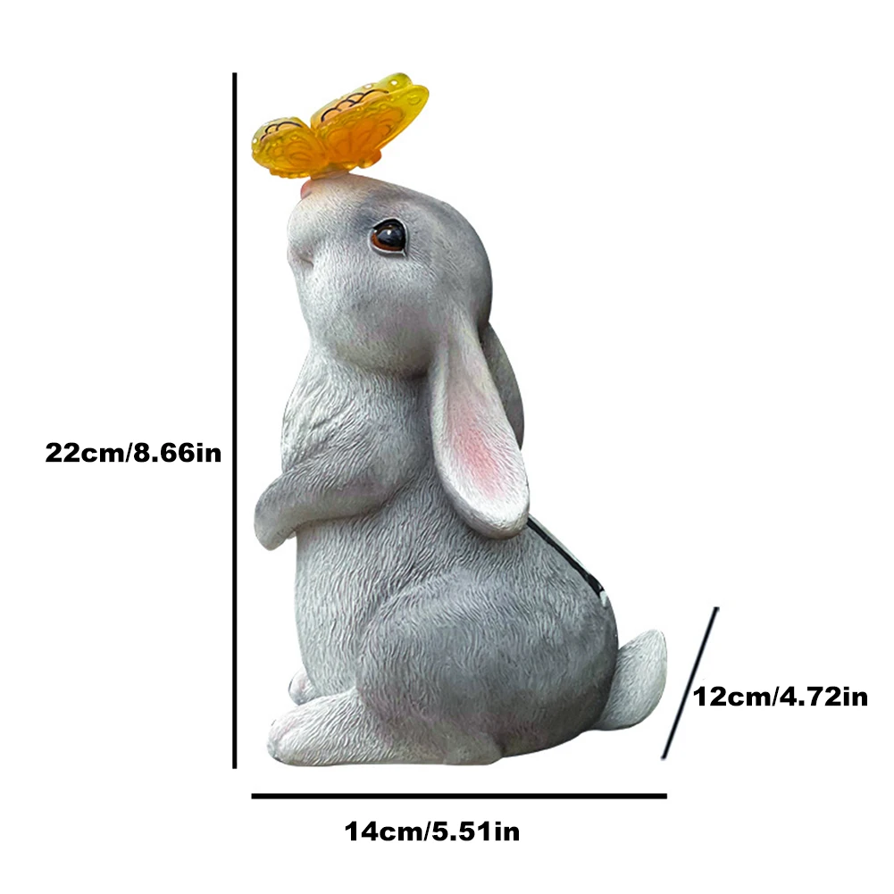 Solar Rabbit Light Solar Bunny Decorative Light Waterproof Seated Bunny Statue Resin Cartoon for Patio Lawn Courtyard