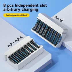 CITYORK 1.2V  AA AAA Rechargeable NIMH NI-MH Battery+8 Slot LED Smart Battery Fast Charger for 1.2V AA AAA NIMH Batteries